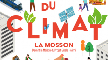 Affiche du Festival du climat avec le titre et des dessins montrant quelques ecogestes à faire