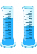 Illustration de 2 éprouvettes graduées : 1 avec 800 ml et 500 ml